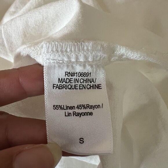 Young Fabulous & Broke Shirt Dress Size Small White Linen Button Down Oversized - Picture 3 of 9